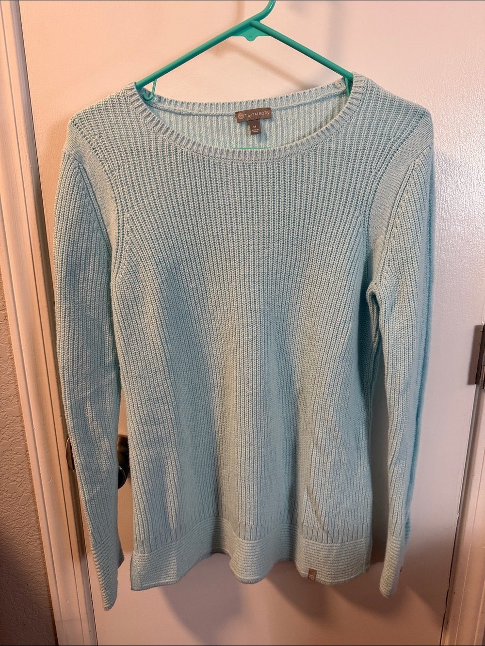Talbots Light Aqua Ribbed Crewneck Sweater - Picture 1 of 5